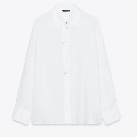 Basic 100% linen shirt - Picture 1 of 2